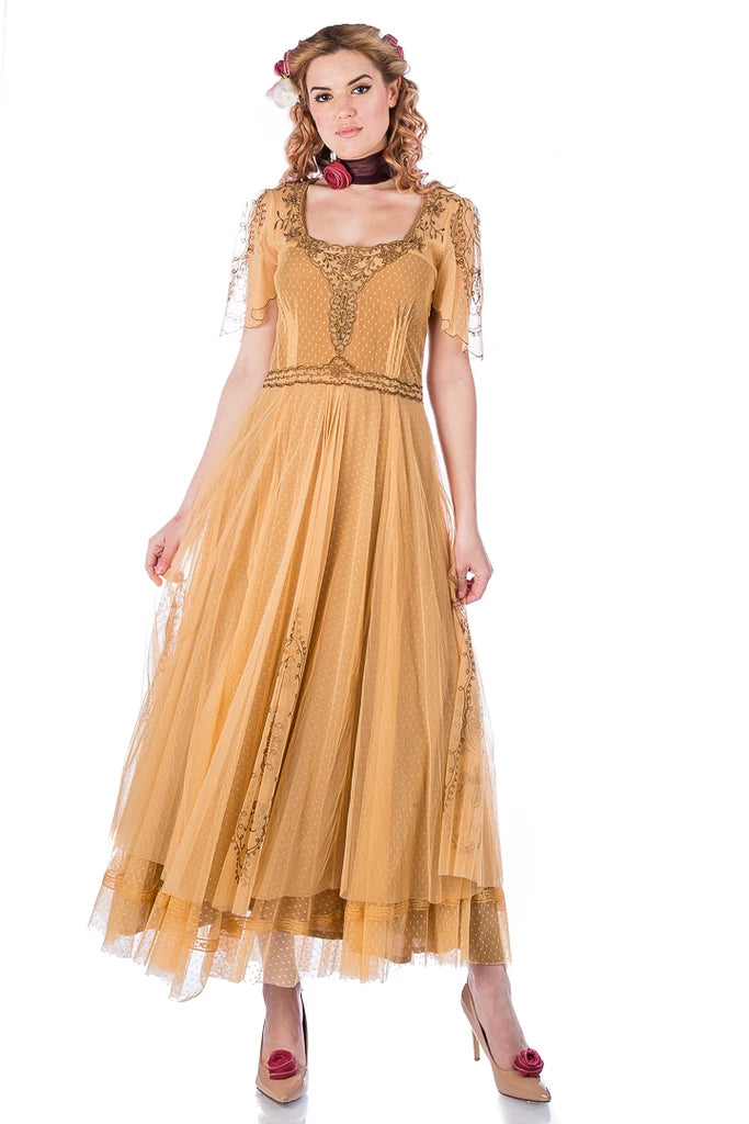 Nataya Vintage Inspired Gold 1920's Dress-40815