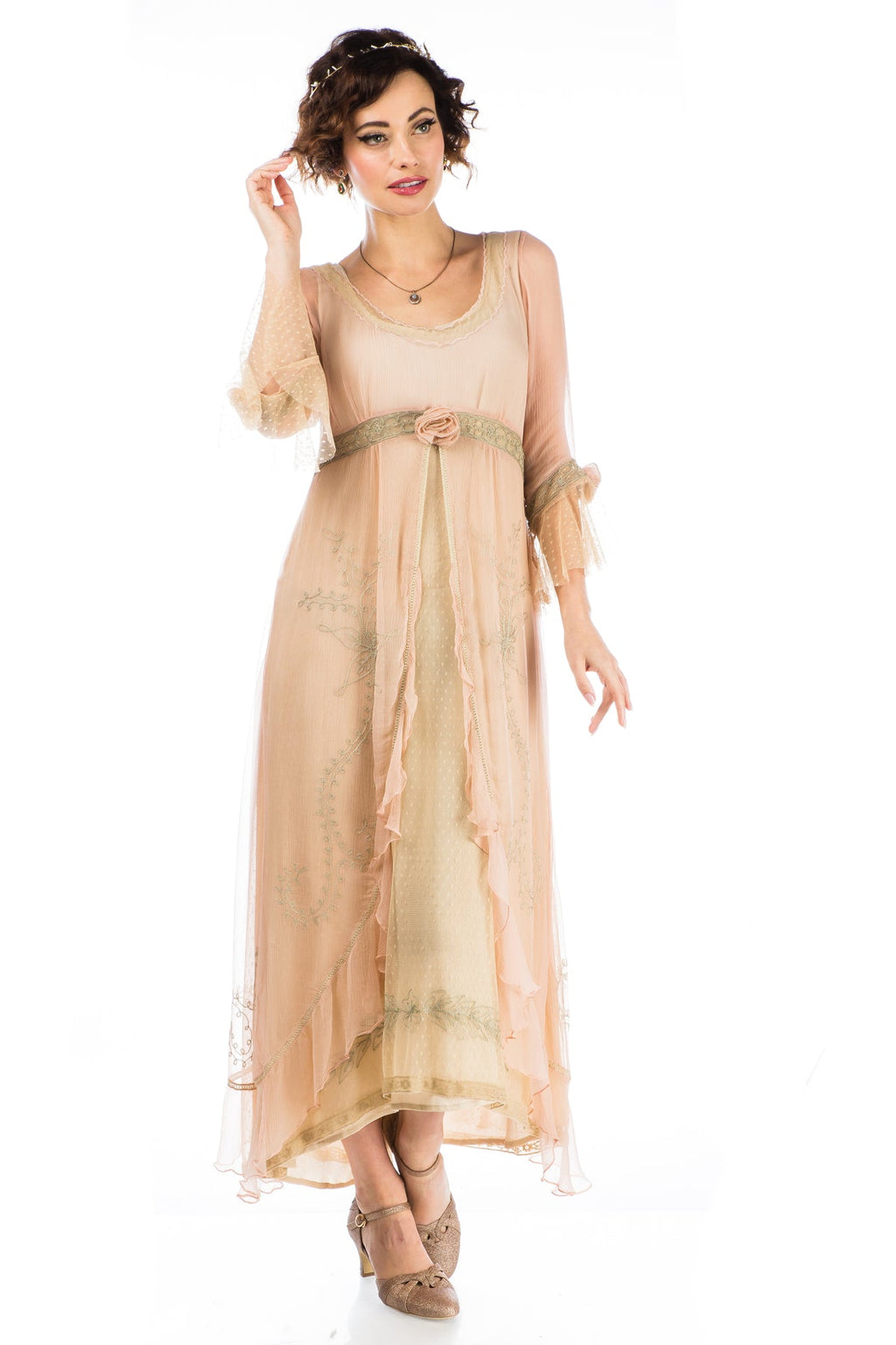 Nataya-Dafna-Bridgerton-Inspired-Peach-Sage-Gown-Image