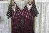 Unique Vintage Burgundy and Gold 1920's Flapper Dress-Size XL.PMST1E