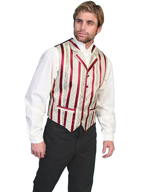 Men's Old West Red Stripped Vest-RW168