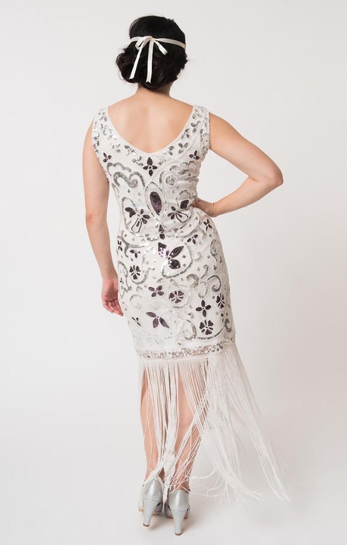 white sequin flapper dress White Sequin Flapper Dress by NAEEM KHAN