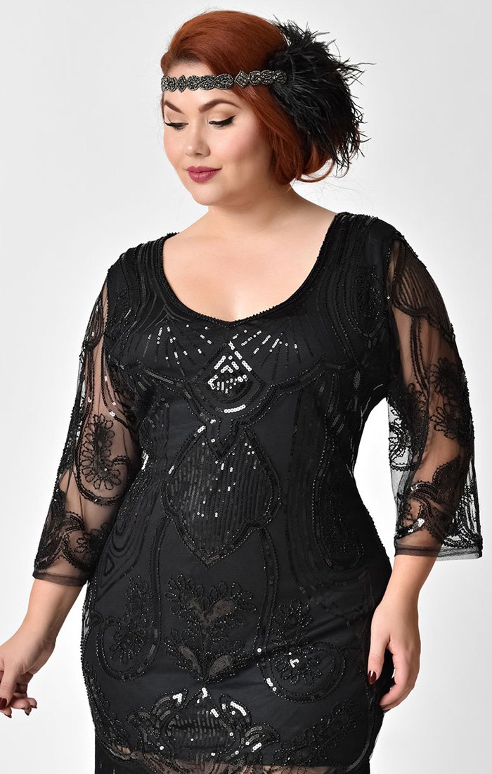 Stunning Vintage Inspired Black 1920's Sequin Cocktail Dress-Margaux Stunning Vintage Inspired Black 1920's Sequin Cocktail Dress-Margaux