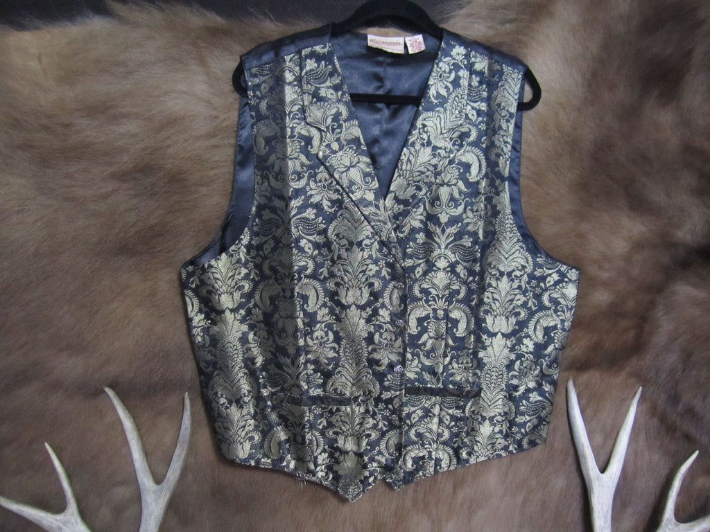 Men's Old West Black and Gold Vest XL