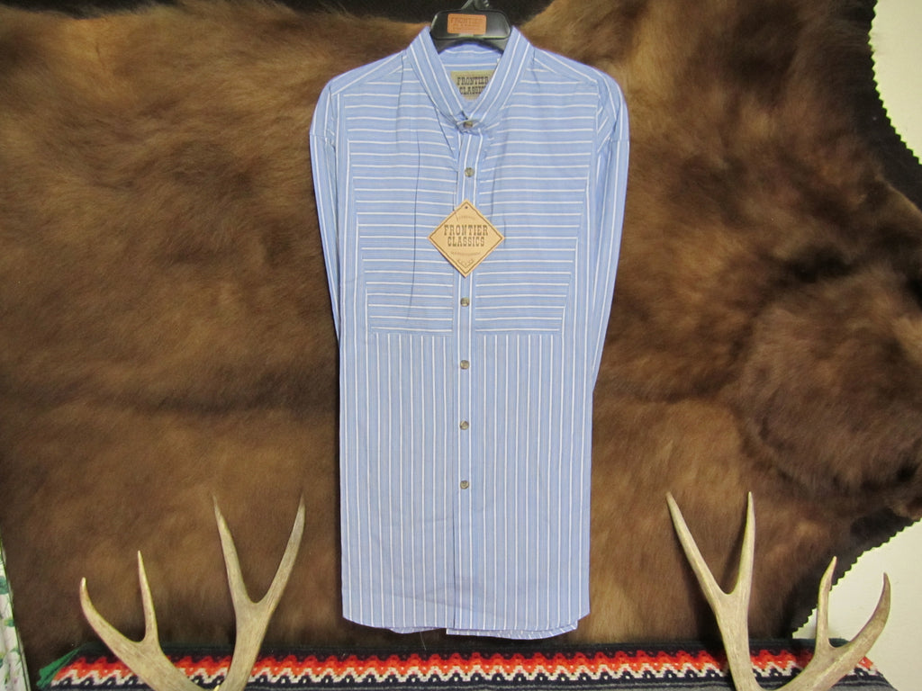 Blue Striped Men's Old West Placket Shirt-CM549-FC1F