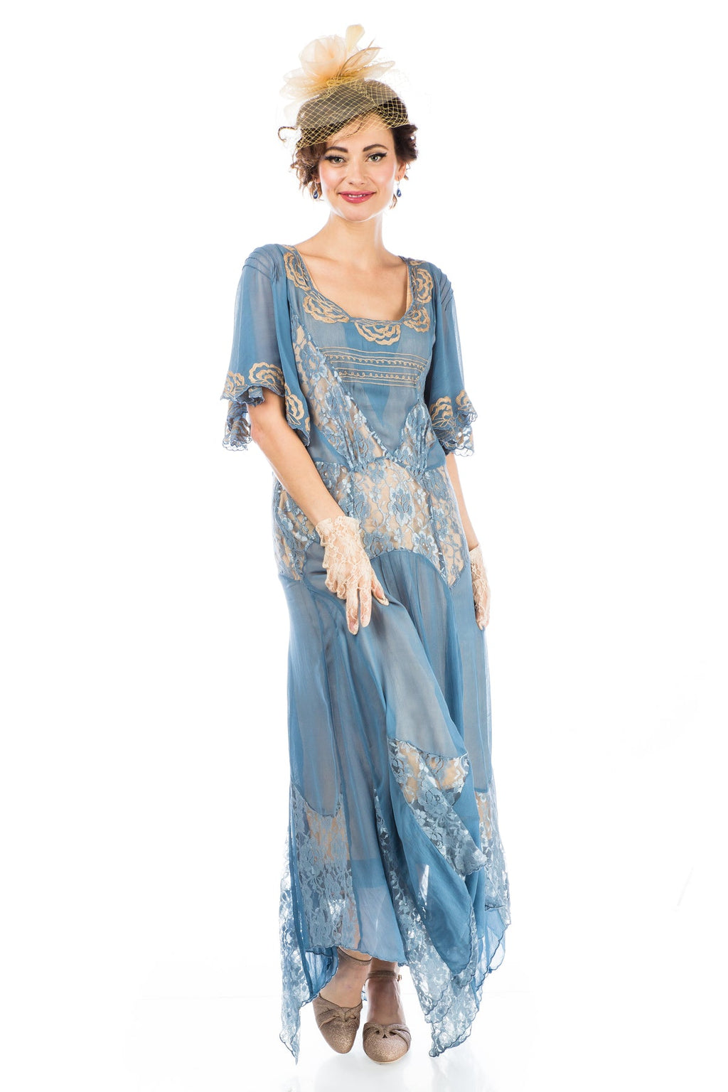 1920's Nataya Vintage Inspired Blue Lace Dress-40835