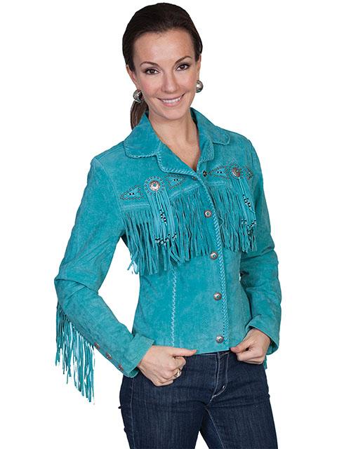 Scully Western Fringe Jacket with Old West Conchos and Beaded Trim-L152 - Blanche's Place