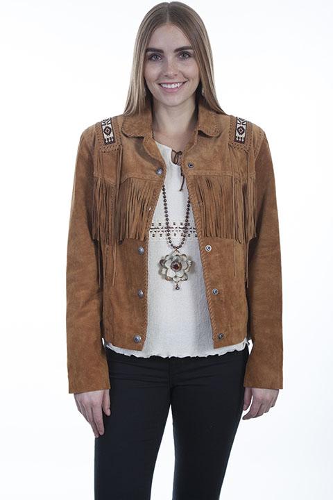 Ladies sales fringe jacket