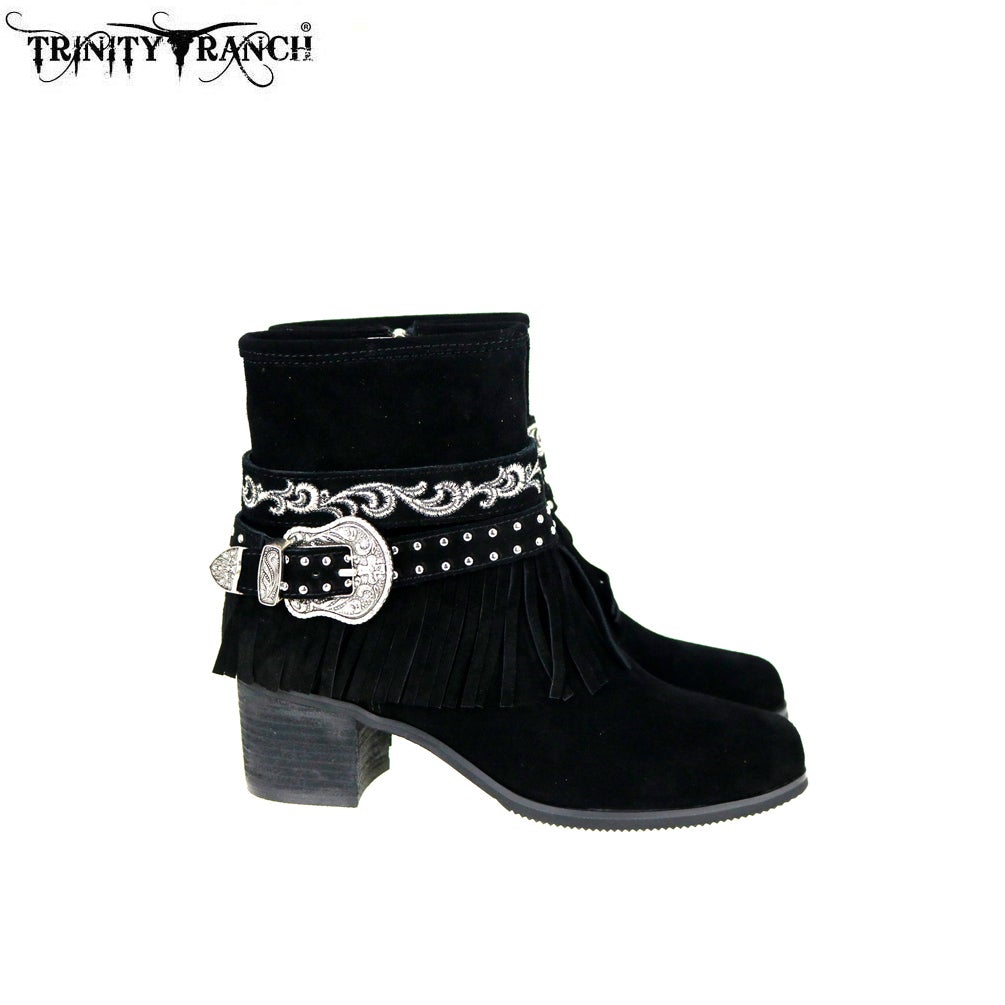 LBT-006 Trinity Ranch Western Leather Suede Booties Buckle Collection