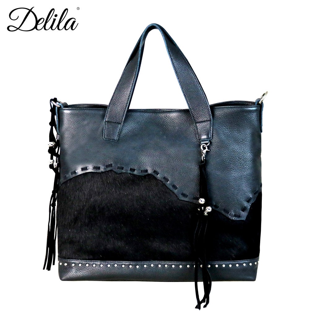 LEA-6030 Delila 100% Genuine Leather Hair-On Hide Collection Tote/Crossbody