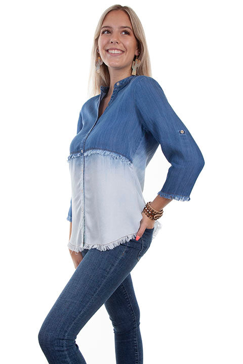 ladies-two-toned-western-denim-blouse