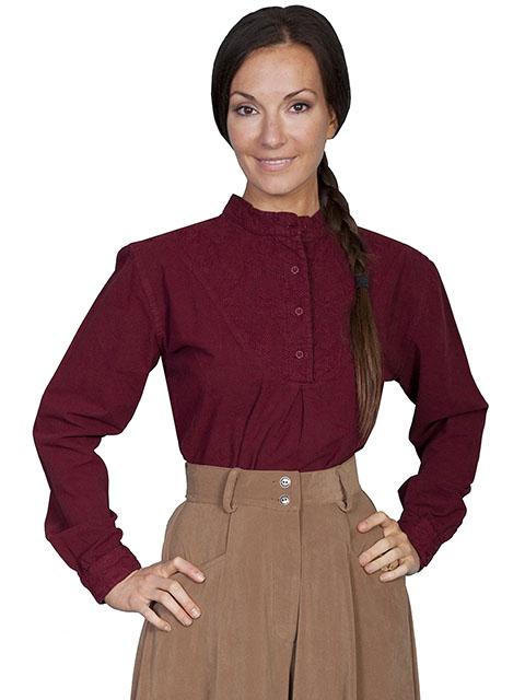 Ladies Old West Blouse with Embroidered Bib-RW578 - Blanche's Place