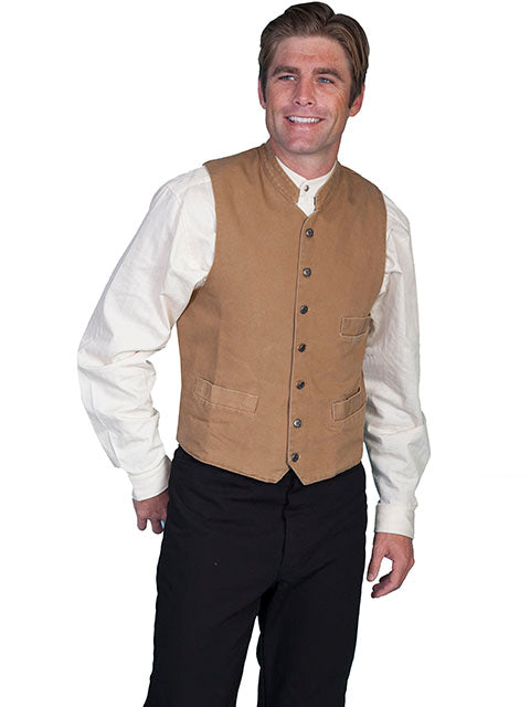 Scully brown western vest with stand up collar