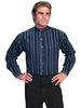 Classic Men's Old West  Striped Shirt with Banded Collar-RW025 - Blanche's Place