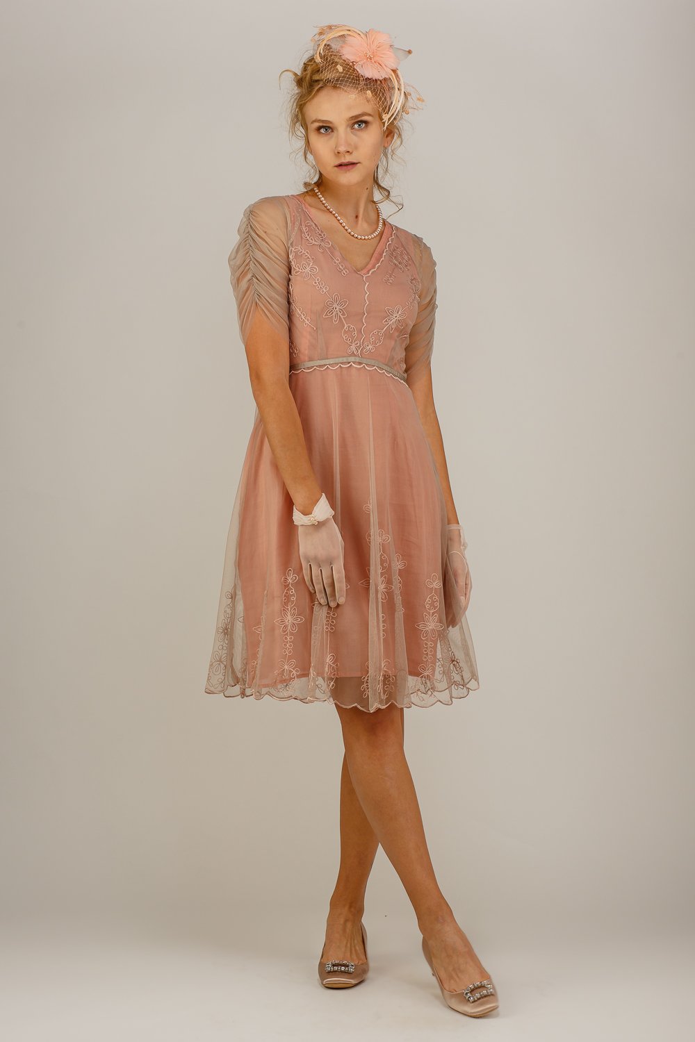 Nataya 1920's Vintage Inspired Mauve Dress-AL251 - Blanche's Place