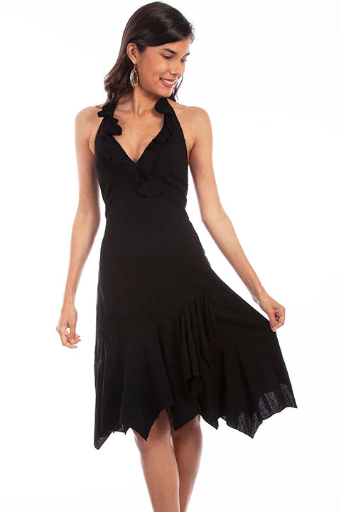 Scully Honey Creek Peruvian Cotton Ruffled Halter Dress-PSL054