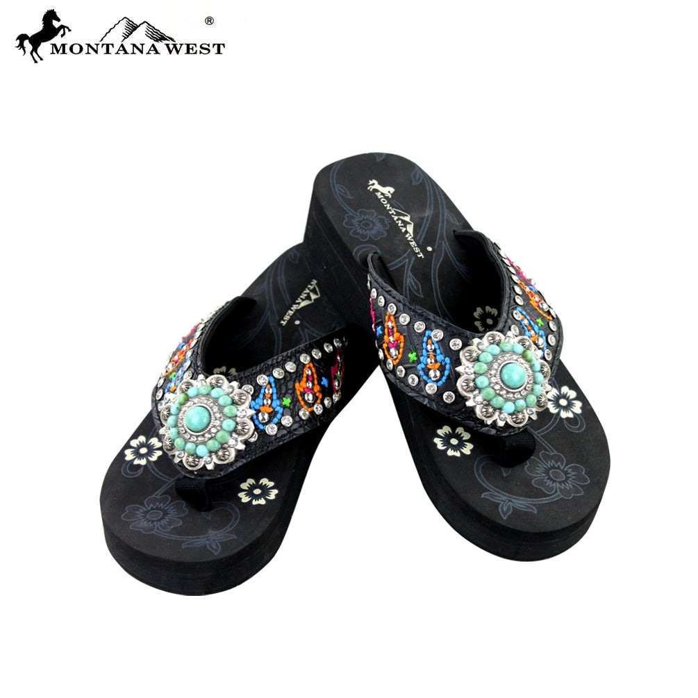 SE30-S096 Montana West Embroidered Flip-Flops Collection BY CASE