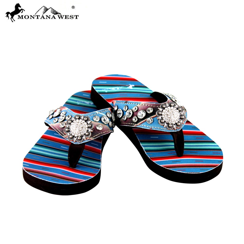 SE33-S001 Serape Thin Sole Collection Flip Flops By Size