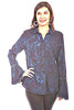 Ladies Two Toned Blouse with Ruffled Sleeves-HC654 - Blanche's Place