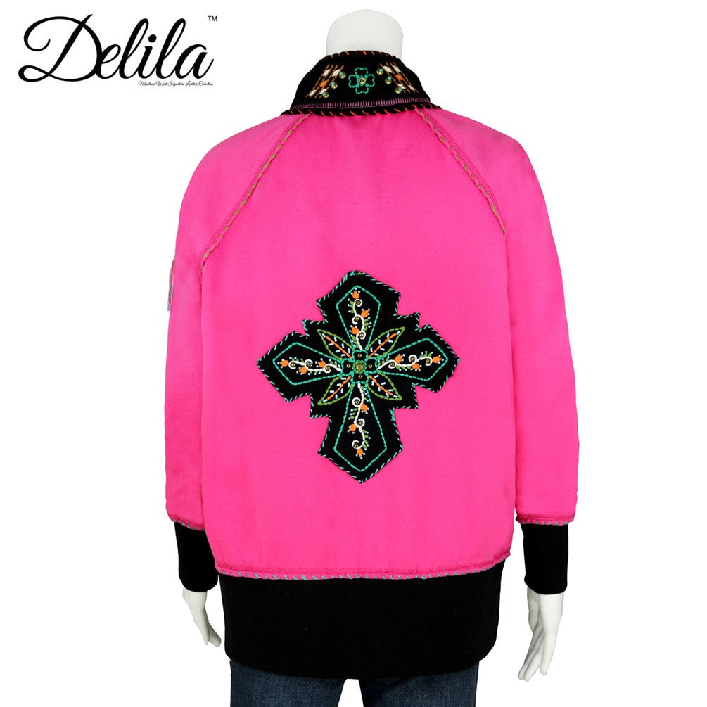 FS-607 Delila Hand Embroidered Fleece Jacket Floral Medallion Collection