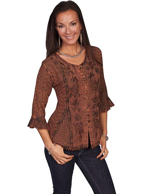 Ladies BoHo Chic Western Fashion Blouse with Embroidery HC67