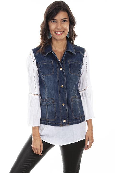 Ladies Honey Creek Western Denim Vest -HC548 - Blanche's Place