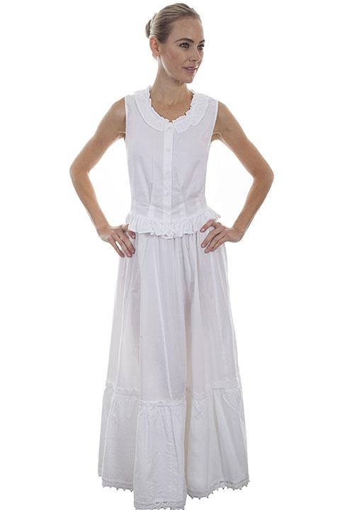 Victorian Lace Trimmed Cotton Petticoat Skirt-RW501-1A Victorian Lace Trimmed Cotton Petticoat Skirt-RW501-1A