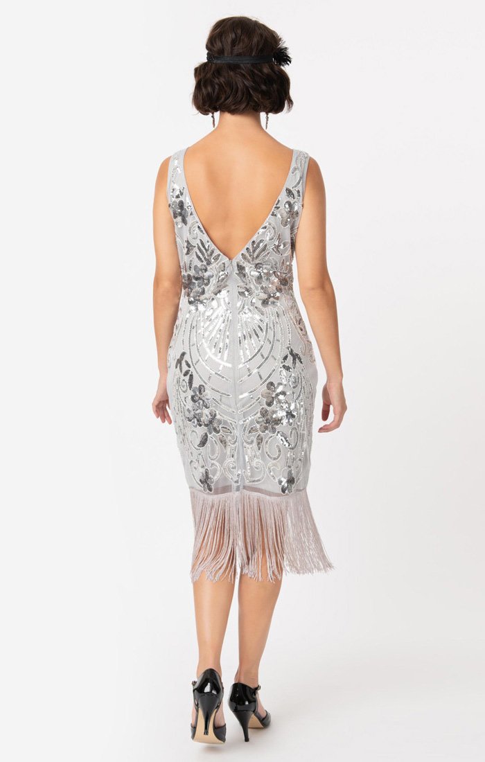 Black Sequin 1920's Vintage Inspired Fringe Flapper Dress-Alix Black Sequin 1920's Vintage Inspired Fringe Flapper Dress-Alix