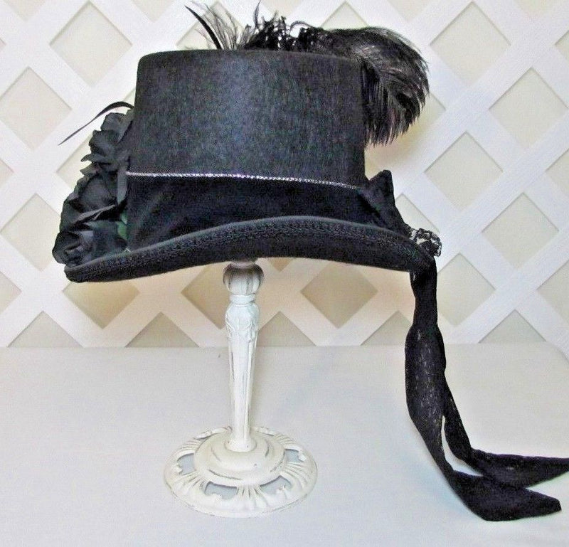 Ladies Black Victorian Gothic Riding Hat