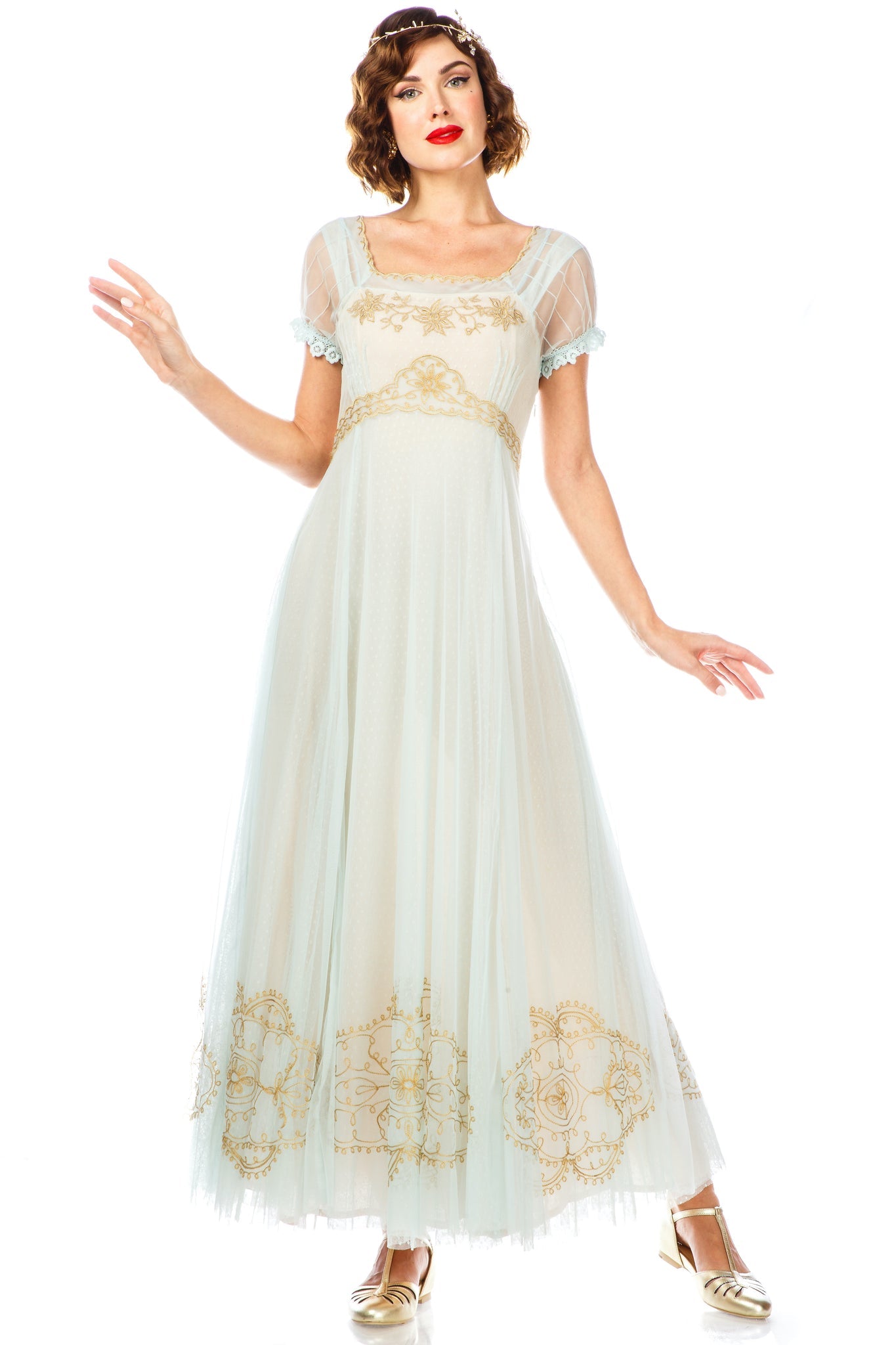 Romantic Regency Era Vintage Inspired Ivory Lace Dress by Nataya Romantic Regency Era Vintage Inspired Ivory Lace Dress by Nataya