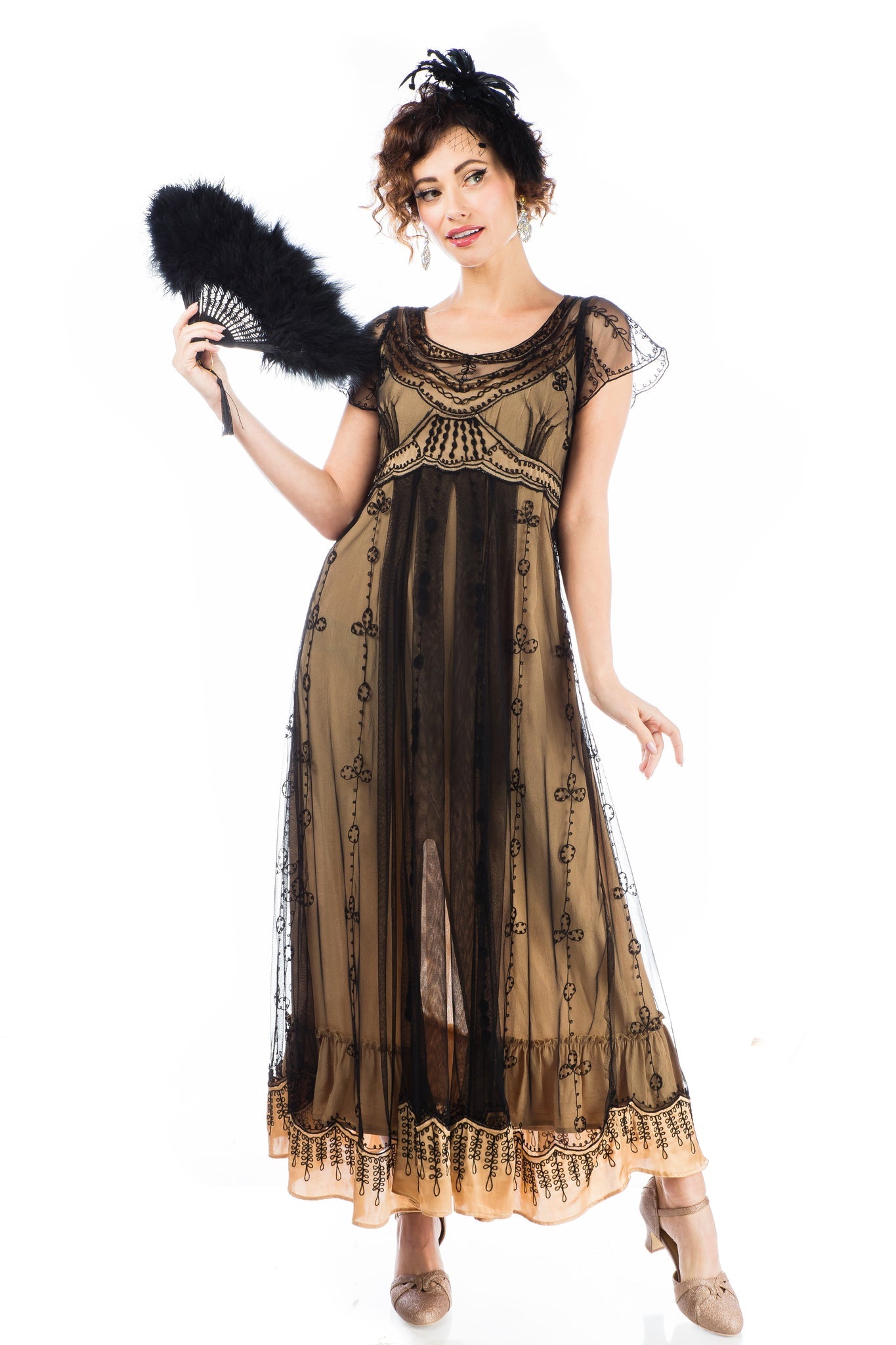 Nataya Black and Gold Edwardian Gown-Izabella Nataya Black and Gold Edwardian Gown-Izabella