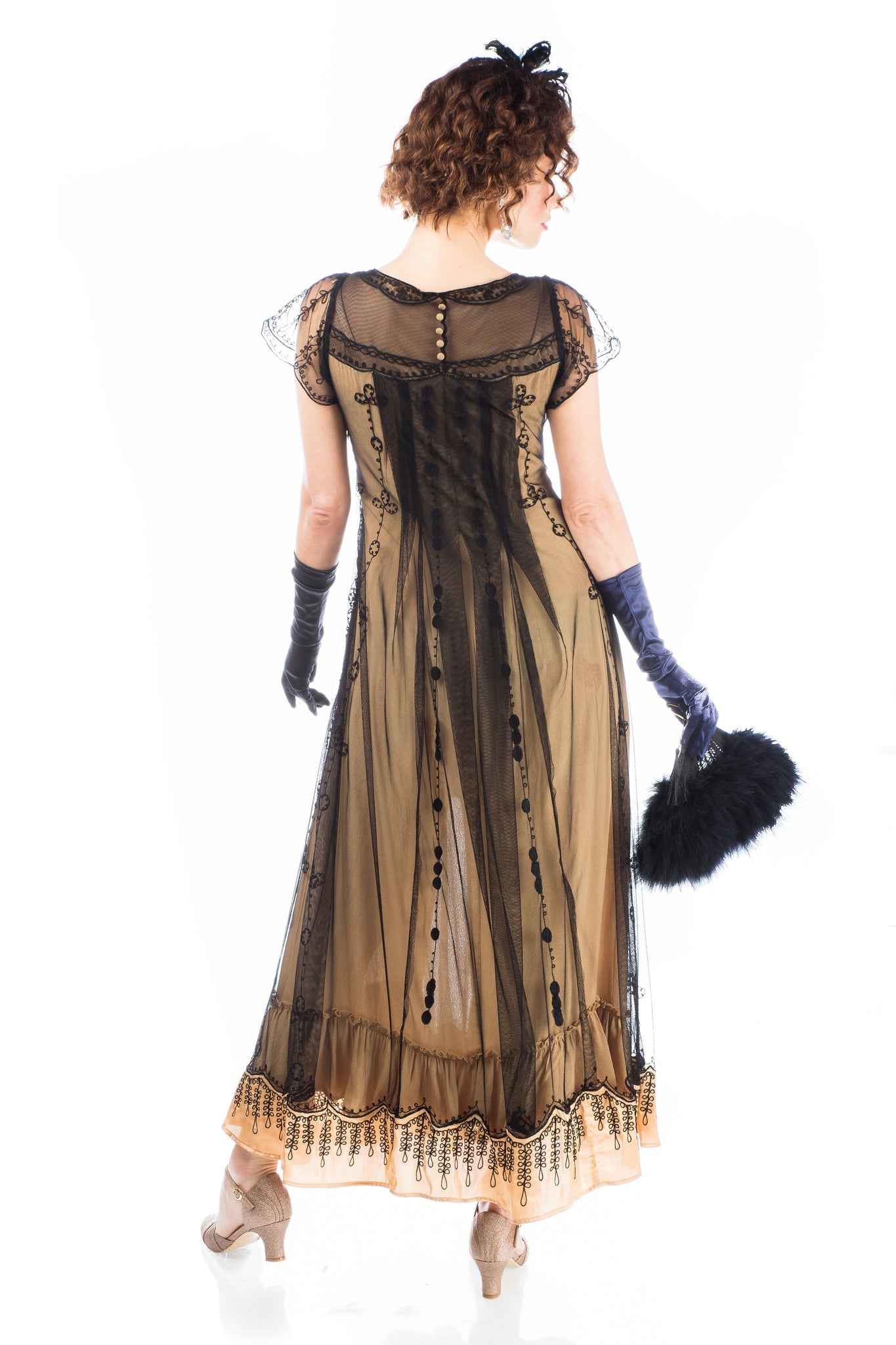Nataya Black and Gold Edwardian Gown-Izabella Nataya Black and Gold Edwardian Gown-Izabella
