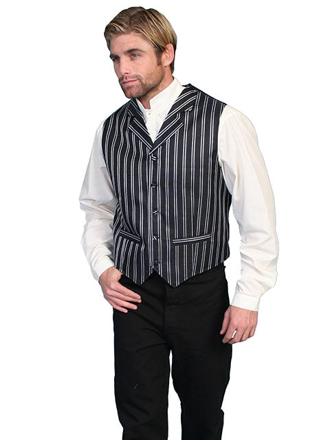 Men's Old West Black and white Stripped Old West Victorian Vest-rw169