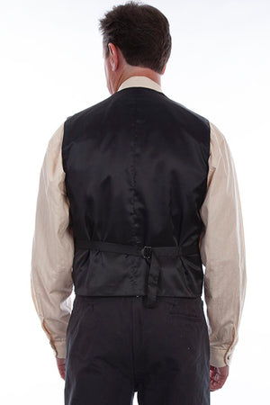 トップス 1960s FrenchVintage black vest Men's Victorian Vintage Style Silk Vest-RW344