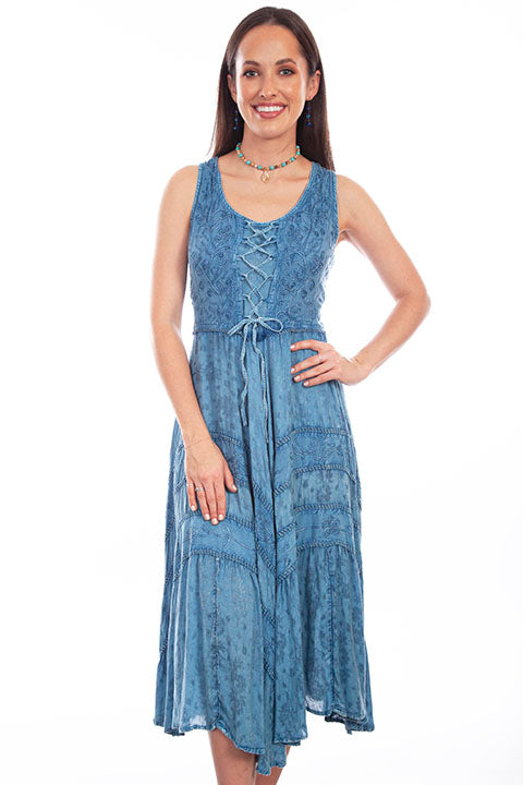 Womens Western Embroidered Boho Dress-HC118