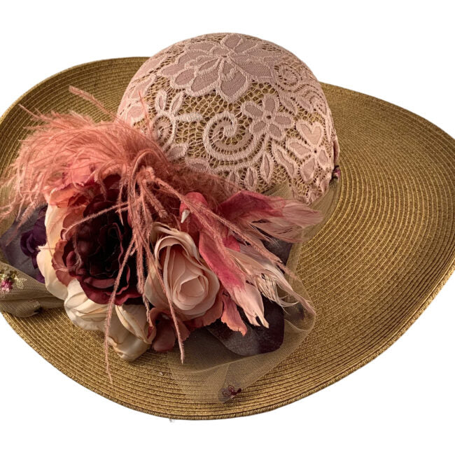 Large Brim Edwardian Hat with Mauve
