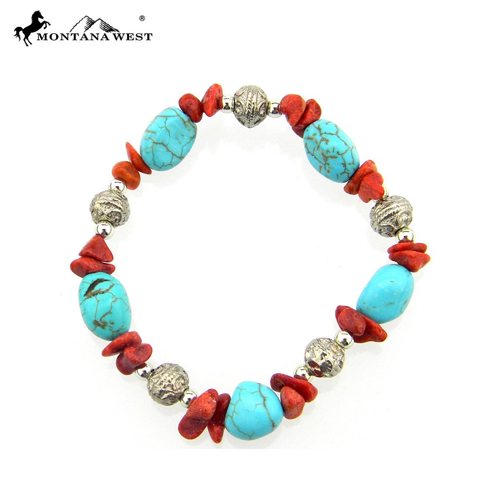 SB056 TQ Beads With Chips Stretch Bracelet