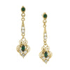 GOLD-TONE EDWARDIAN WITH EMERALD GREEN COLOR NAVETTE STONES LINEAR DROP EARRINGS- 17503 - Blanche's Place
