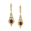 GOLD-TONE BELLE EPOCH RED STONE AND CRYSTAL DROP EARRINGS - 17506 - Blanche's Place
