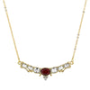 Elegant Downton Abbey Vintage Inspired Gold Collar Necklace with “Ruby” Center Stone - 17512 - Blanche's Place