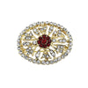 Gold Tone Crystal Oval Pin with "Ruby" Stone-17514 - Blanche's Place