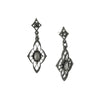 Downton Abbey Inspired Black Filigree Hematite Stone Drop Earrings-17519 - Blanche's Place