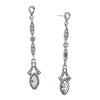 SILVER-TONE EDWARDIAN WITH LARGE NAVETTE CRYSTAL STONE LINEAR DROP EARRINGS-17527 - Blanche's Place