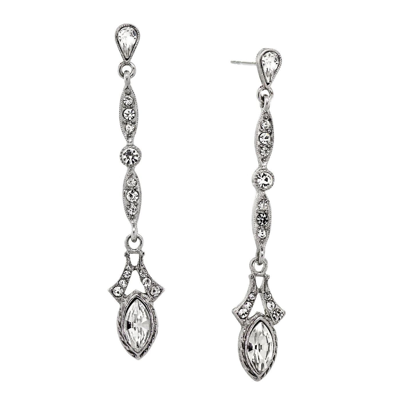 Crystal Linear Drop Earrings silver