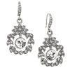 SILVER-TONE BELLE EPOCH WREATH WITH PAVE CRYSTAL ACCENTS DANGLE EARRINGS -17528 - Blanche's Place