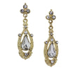 GOLD-TONE CRYSTAL EDWARDIAN PEAR SHAPED CENTER DROP EARRINGS-17538 - Blanche's Place