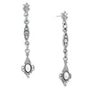 SILVER-TONE BELLE EPOCH SIMULATED PEARL AND CRYSTAL FILIGREE LINEAR EARRINGS-17590 - Blanche's Place