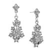 SILVER-TONE BELLE EPOCH STARBURST PAVE CRYSTAL ACCENTS DROP EARRINGS-17592 - Blanche's Place