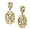 Downton Abbey Inspired Gold Tone and Crystal Filigree Earrings-17608 - Blanche's Place
