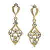 Downton Abbey Edwardian Inspired Gold Filigree Crystal Accents Earrings-17609 - Blanche's Place