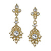 Vintage Inspired Gold Tone Pearl and Crystal Drop Earrings-17673 - Blanche's Place